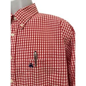 Vintage Brooks Brothers Shirt Mens L Red White Gingham Button Pocket‎ Logo